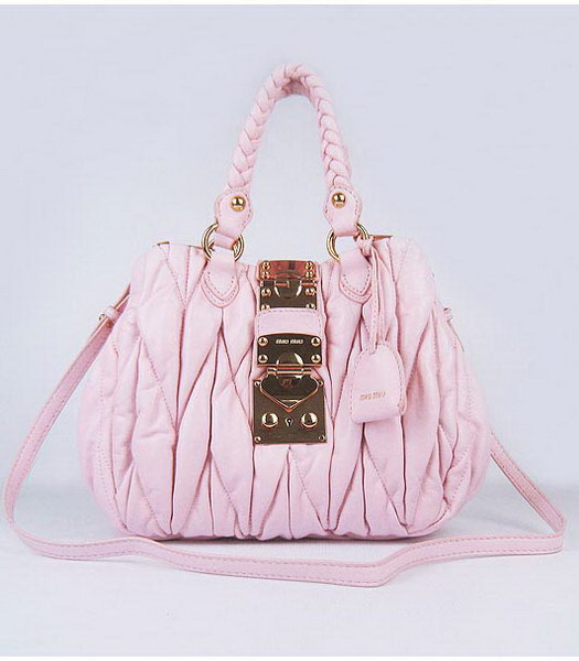 Miu Miu Small Coffer Handbag Pink Lambskin