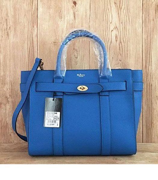 Mulberry Litchi Veins Leather Top Handle Small Bag Blue