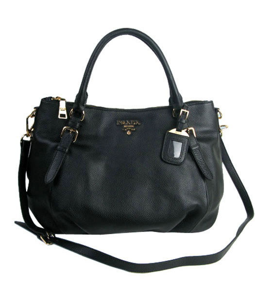 Prada Black Calfskin Leather Tote Bag