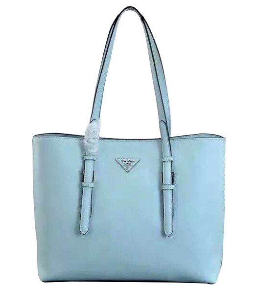 Prada Cross Veins Top Handle Bag 5133 With Ice Blue Leather
