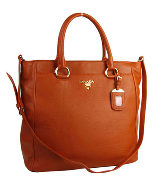 Prada Daino Saffiano Orange Leather Shoulder Bag