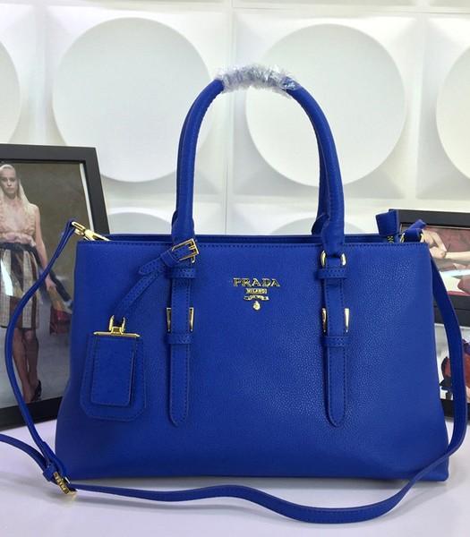Prada Feminine Saffiano Cuir Tote Bag BN3919 With Blue Litchi Veins