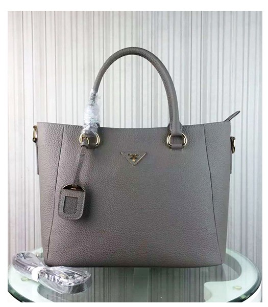 Prada Litchi Veins Cow Leather Handbag BR2969 Grey