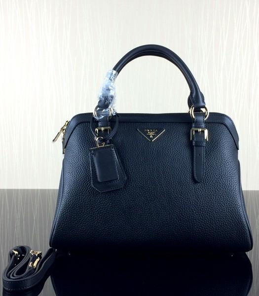 Prada Litchi Veins Tote Bag BN0199 With Black Leather