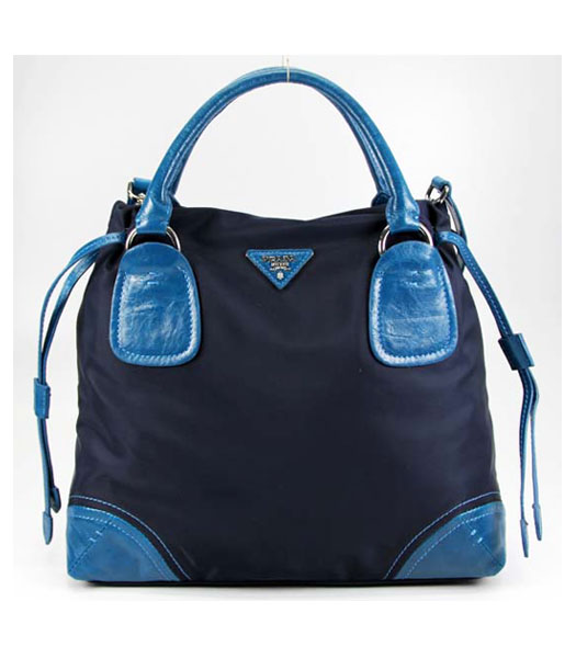 Prada Nylon Bag with Leather Trim Blue