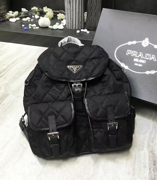 Prada Original Canvas With Leather Quilted Backpack Black