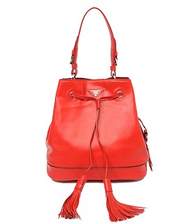 Prada Red Original Leather Bucket Bag