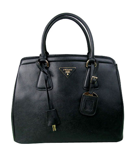 Prada Saffiano Lux Tote Bag Black Cross Veins Leather