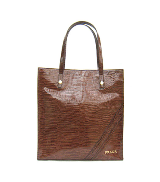 Prada Shine Large Tote Bag Coffee Oil Wax Leather_VA0833