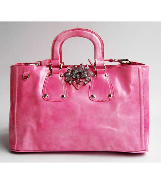 Prada Spazzolato Shopping Tote Handbag in Pink