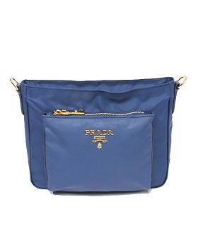 Prada Tessuto Saffiano Fabric With Blue Cross Veins Leather Messenger Bag