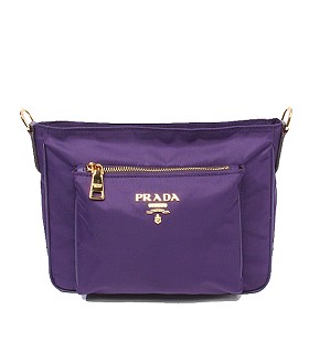 Prada Tessuto Saffiano Fabric With Purple Cross Veins Leather Messenger Bag