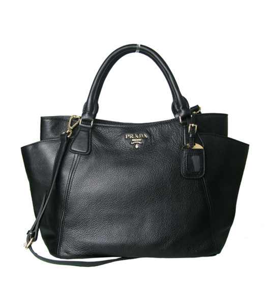 Prada Vitello Daino Black Original Leather Tote Bag