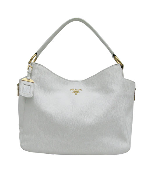 Prada White Calfskin Shoulder Bag 