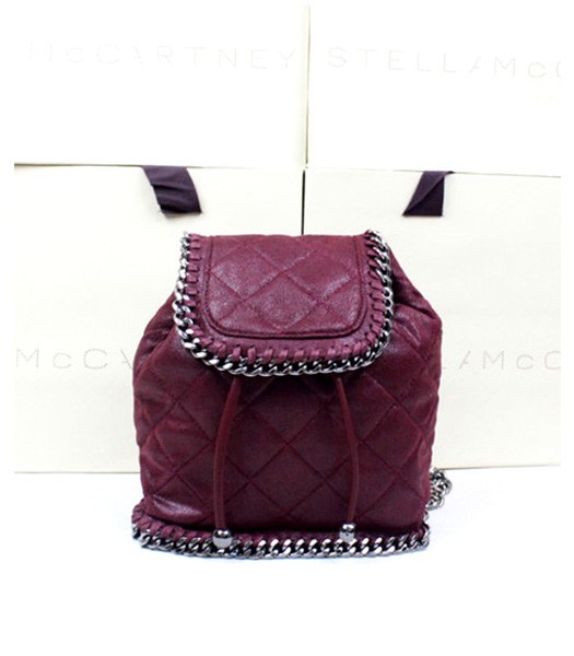 Stella McCartney Falabella Mini Quitled Backpack Bag Wine Red