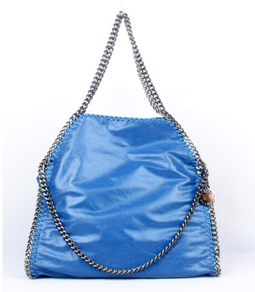 Stella McCartney Falabella PVC Fold Over Blue Tote Bag Silver Chain