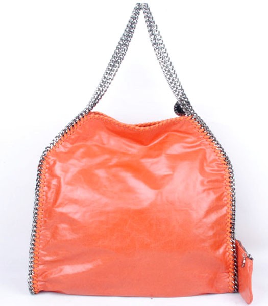 Stella McCartney Falabella PVC Fold Over Orange Large Tote Bag Silver Chain