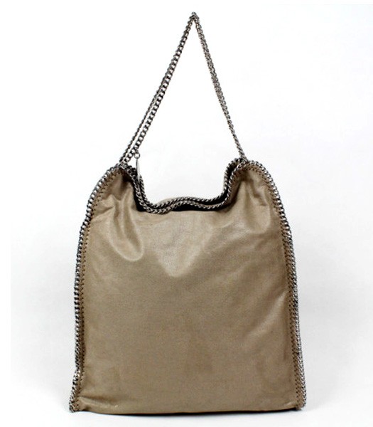 Stella McCartney Khaki Leather Shoulder Handbag Silver Chain