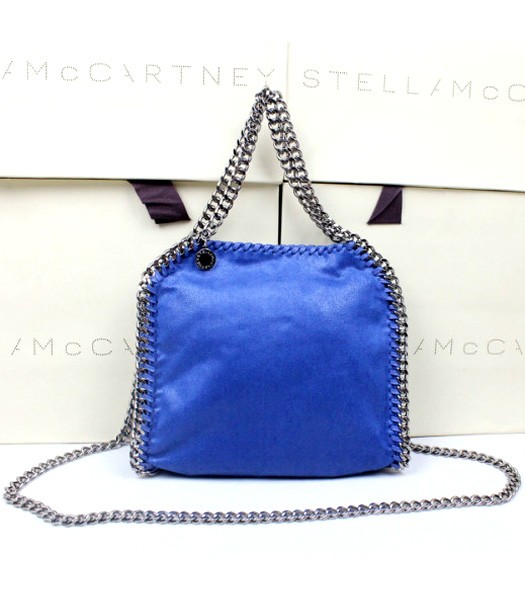 Stella McCartney New Style Fashionable Hobo Bag Sapphire Blue Three Chains
