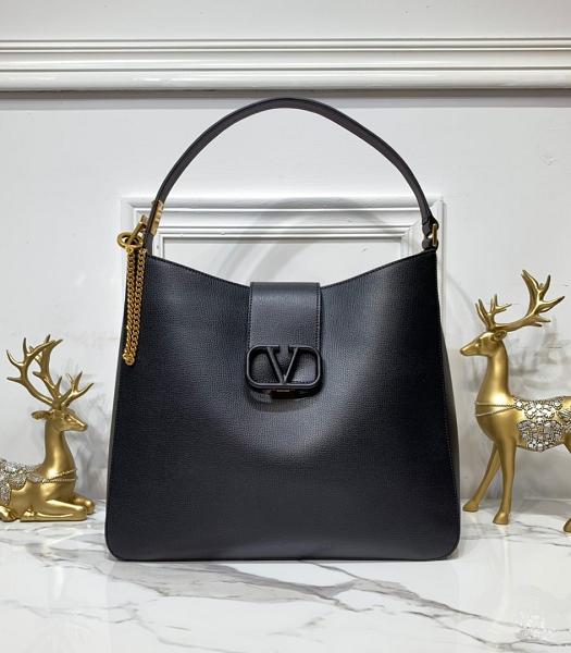 Valentino Escape Black Imported Original Palm Print Leather Hobo Bag