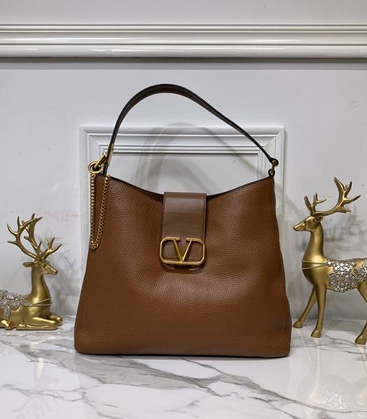 Valentino Escape Brown Imported Original Palm Print Leather Hobo Bag