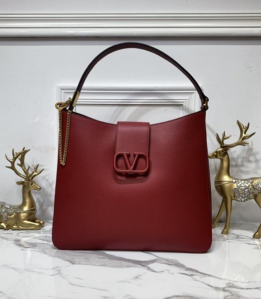 Valentino Escape Dark Red Imported Original Palm Print Leather Hobo Bag