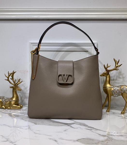 Valentino Escape Grey Imported Original Palm Print Leather Hobo Bag