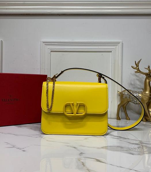 Valentino Garavani Vsling Lemon Yellow Original Calfskin Leather 22cm Box Bag