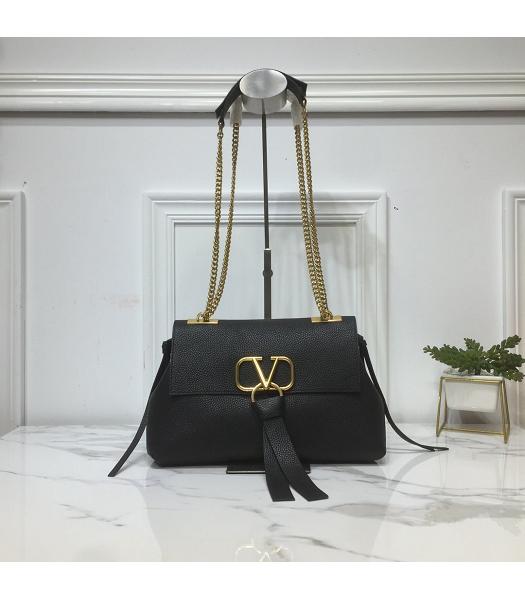 Valentino Original Calfskin Garavani VRING Shoulder Bag Black