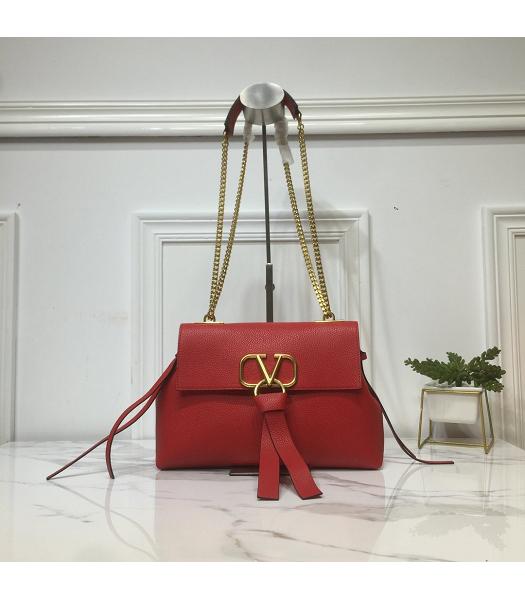 Valentino Original Calfskin Garavani VRING Shoulder Bag Red