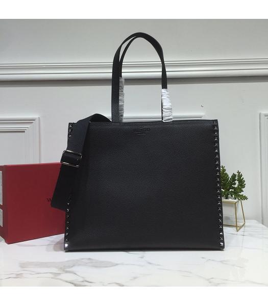 Valentino Original Calfskin Leather Shopping Bag Black