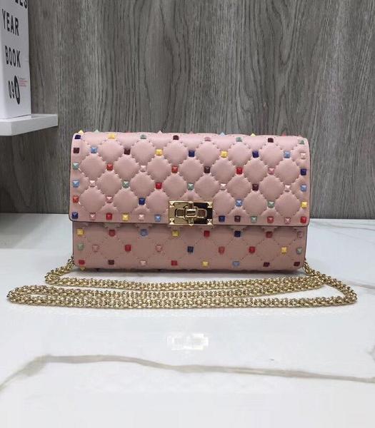 Valentino Rockstud Spike Colors Rivet Pink Imported Soft Calfskin Leather Crossbody Bag