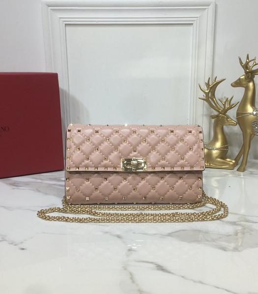 Valentino Rockstud Spike Copper Rivet Pink Imported Soft Calfskin Leather Crossbody Bag