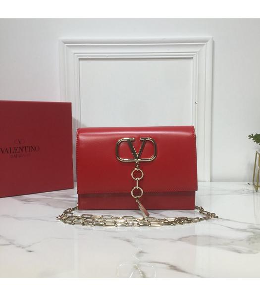 Valentino Valentino Vcase Original Calfskin Chains Bag Red