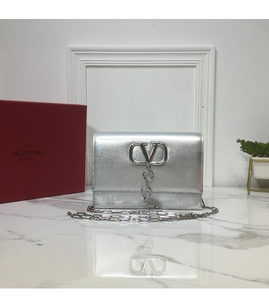 Valentino Valentino Vcase Original Calfskin Chains Bag Silver