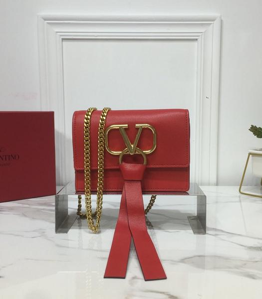 Valentino Vring Taseel Red Calfskin Leather Shoulder Bag