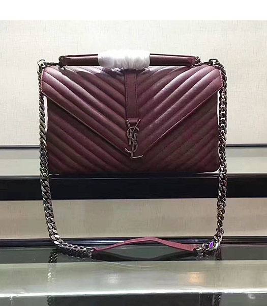 YSL Jujube Matelasse Origianl Leather Silver Chains 32cm Top Handle Bag