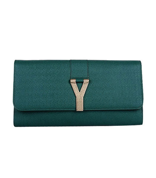 Yves Saint Laurent Chyc Textured Green Original Leather Clutch