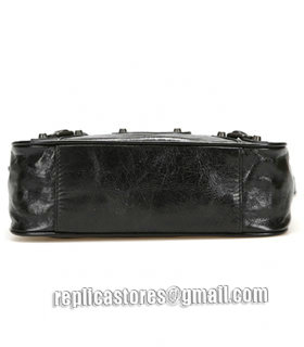 Balenciaga Black Imported Leather Mini Tote Shoulder Bag With Small Nail-4