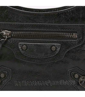 Balenciaga Black Imported Leather Mini Tote Shoulder Bag With Small Nail-5