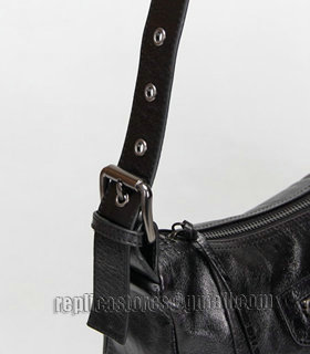 Balenciaga Black Imported Leather Small Tote Shoulder Bag With Small Nail-6