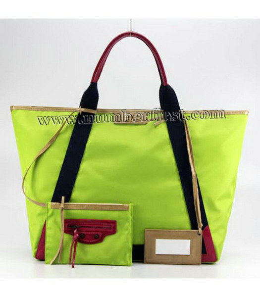 Balenciaga Canvas Large Tote Bag with Leather Lining in Green-1
