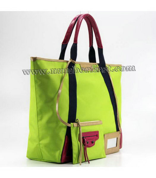 Balenciaga Canvas Large Tote Bag with Leather Lining in Green-2