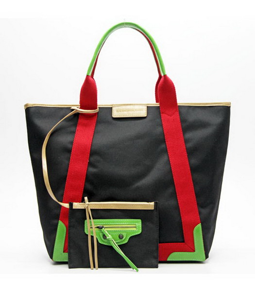 Balenciaga Canvas Tote Bag with Leather Lining in Black