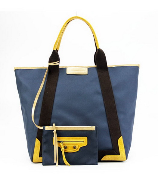 Balenciaga Canvas Tote Bag with Leather Lining in Sapphire Blue