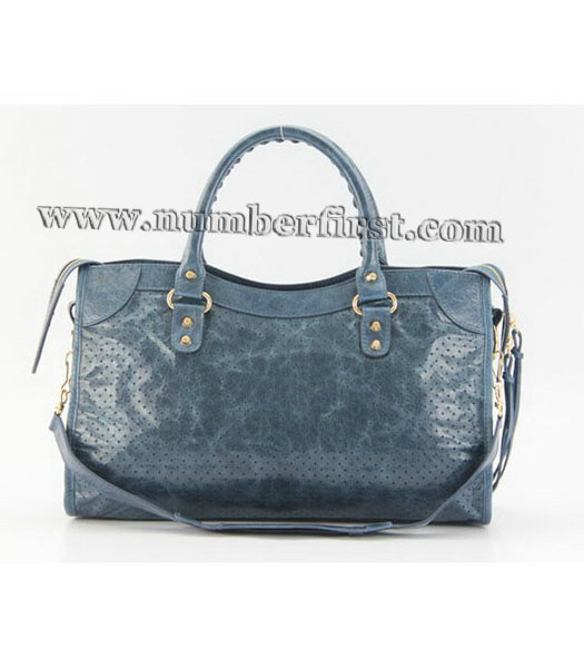 Balenciaga City Cross Bag Sapphire Blue Leather Gold-2