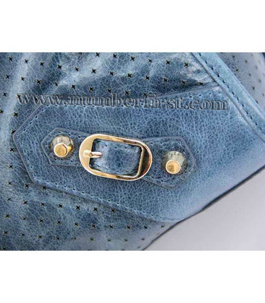 Balenciaga City Cross Bag Sapphire Blue Leather Gold-3