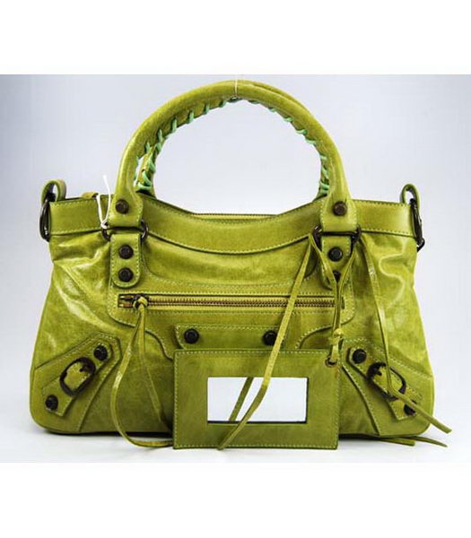 Balenciaga City Small Bag in Light Green Leather