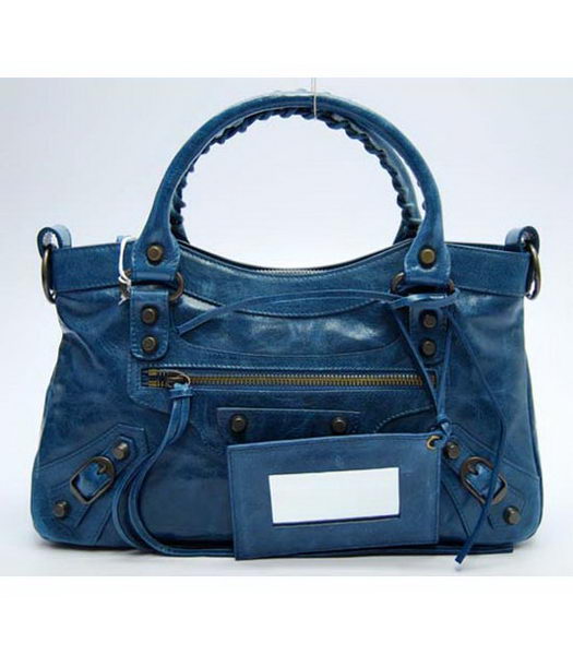 Balenciaga City Small Bag in Sapphire Blue Leather