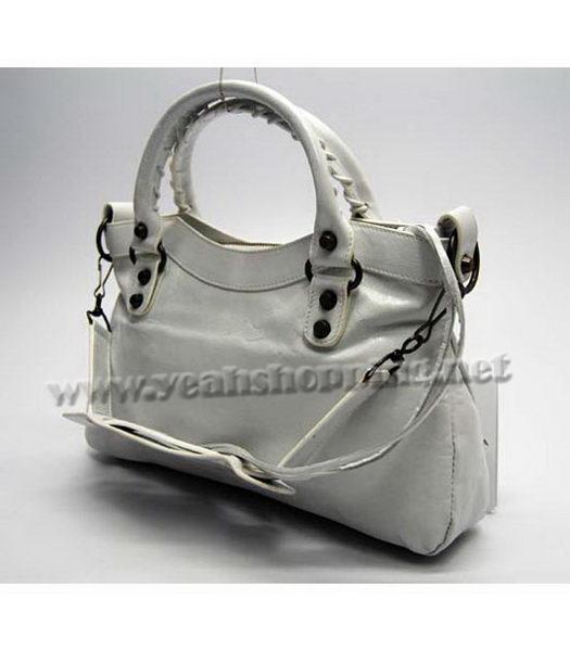 Balenciaga City Small Bag in White Leather-2
